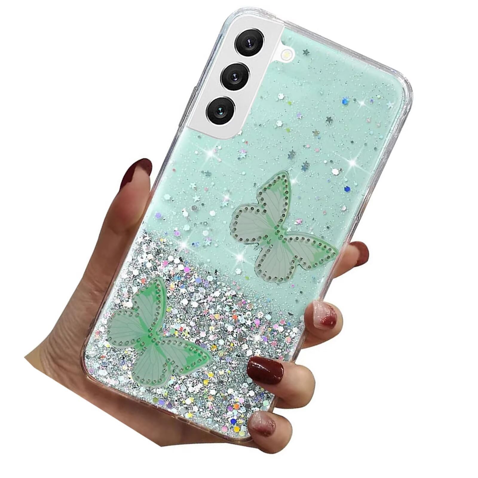 Rnrieyta Miagon Glitter Cover for Samsung Galaxy A16 5G,Soft Slim Silicone Protective Cute Clear Sparkly Bling Star Bumper Case for Girls Women,2