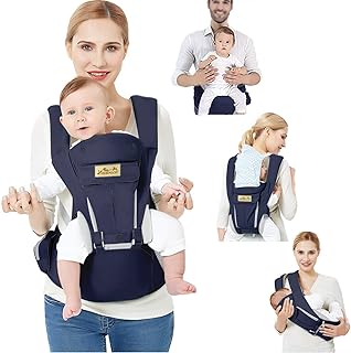 Viedouce Babytrage Ergonomische mit Hüftsitz/Reine Baumwolle Leicht und atmungsaktiv/Multiposition:Dorsal, Ventral, Einstellbar für Neugeborene und Kleinkinder von 3-48 Monate (3,5 bis 20 kg)