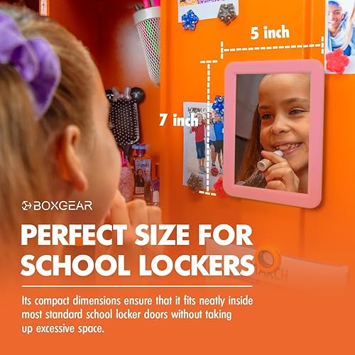 Miniatura 2 de Boxgear Espejo magnético para casillero, espejos de maquillaje, 5 x 7 pulgadas, para casillero escolar, baño, refrigerador doméstico, accesorio de