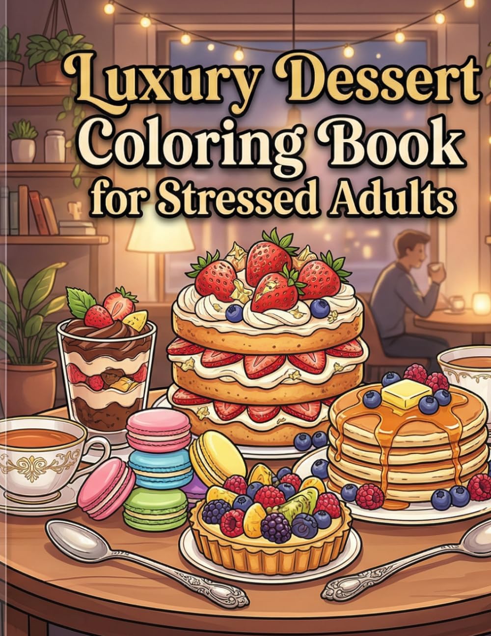 Luxury Dessert Coloring Book for Stressed Adults: Bold & Easy Relaxing Food Coloring Pages | Indulgent Cakes, Macarons & Gourmet Treats for Stress Relief and Mindful Relaxation