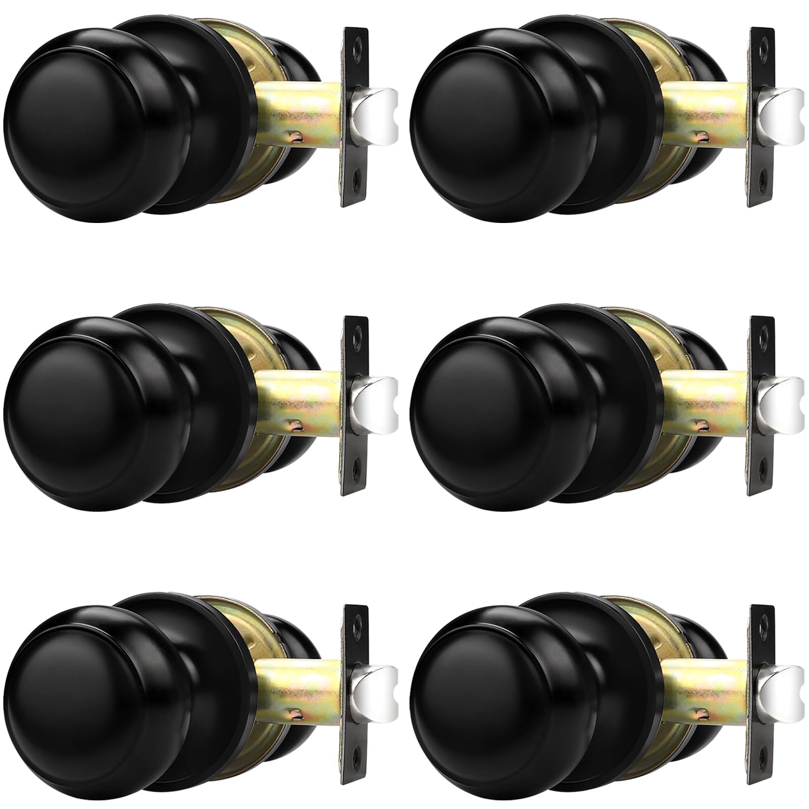 Boutons de porte noirs pour placard et couloir, pack de 6 pièces au style français