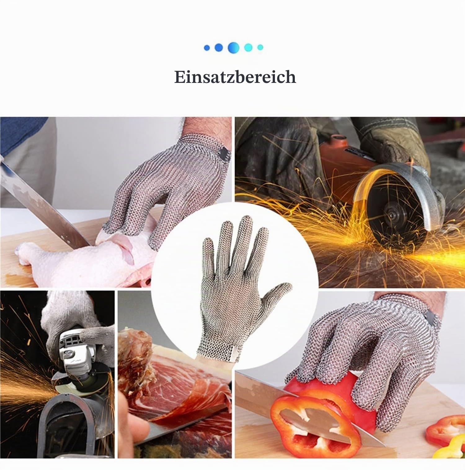 Kettenhandschuh Metzger, Schnittfeste Handschuhe Sicherheitsschutz Arbeit Handschuhe Metall Edelstahl Drahthandschuhe Cut Resistant Outdoor Gartenarbeit Küche