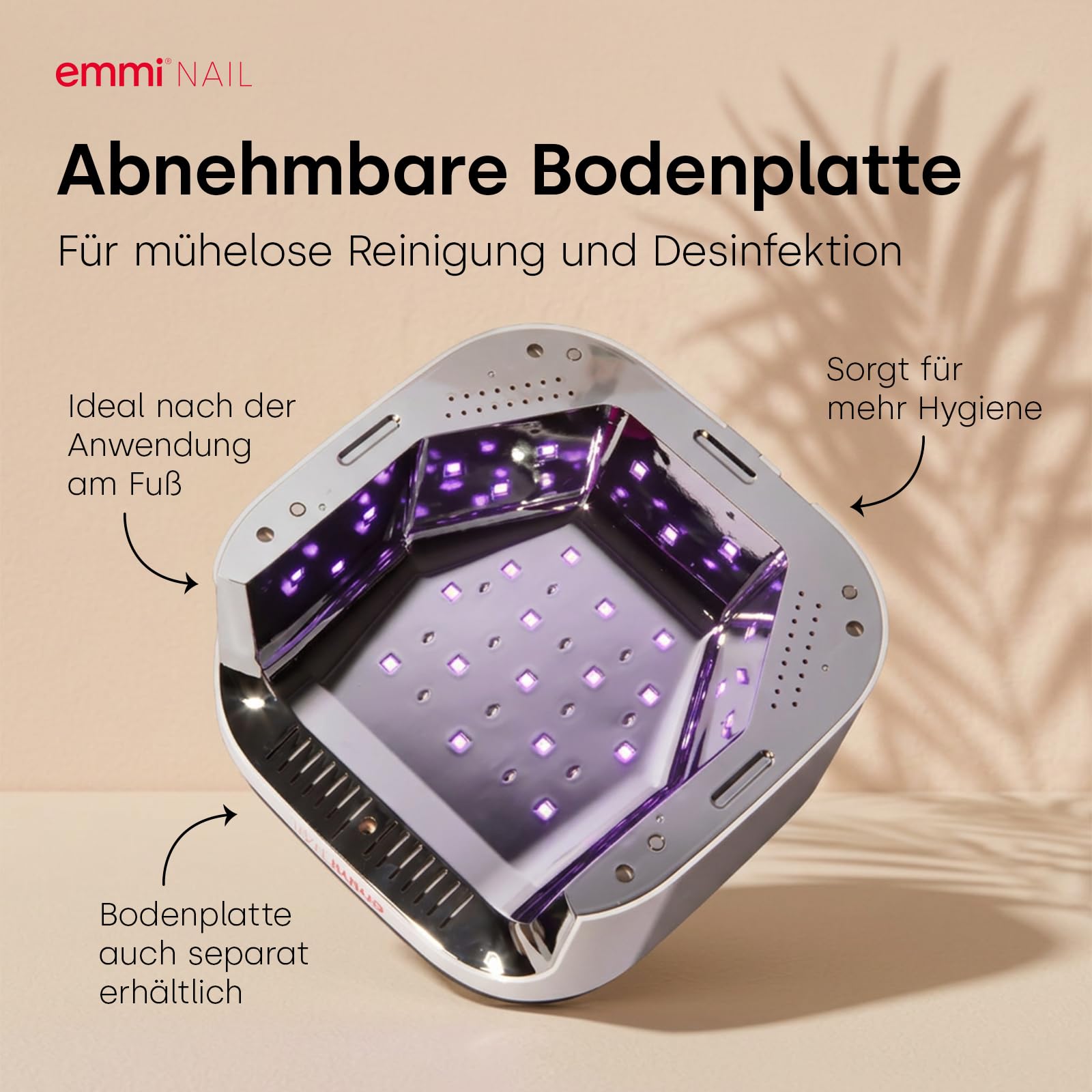 Emmi-Nail LED Lampe Akku White, UV/LED Nagellampe für Gelnägel, 24/48 Watt | Kabelloses UV/LED Lichthärtungsgerät für Gele & Lacke, 30 LEDs, Timer, Start-Sensor, Low-Heat & abnehmbare Bodenplatte