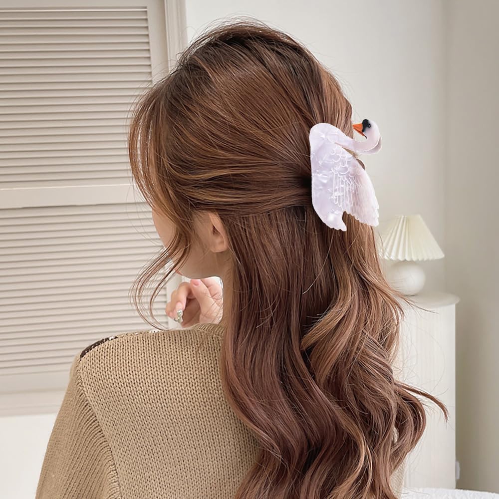 Amazon.co.jp: 2個 白鳥型 バンスクリップ ヘアジョークリップ