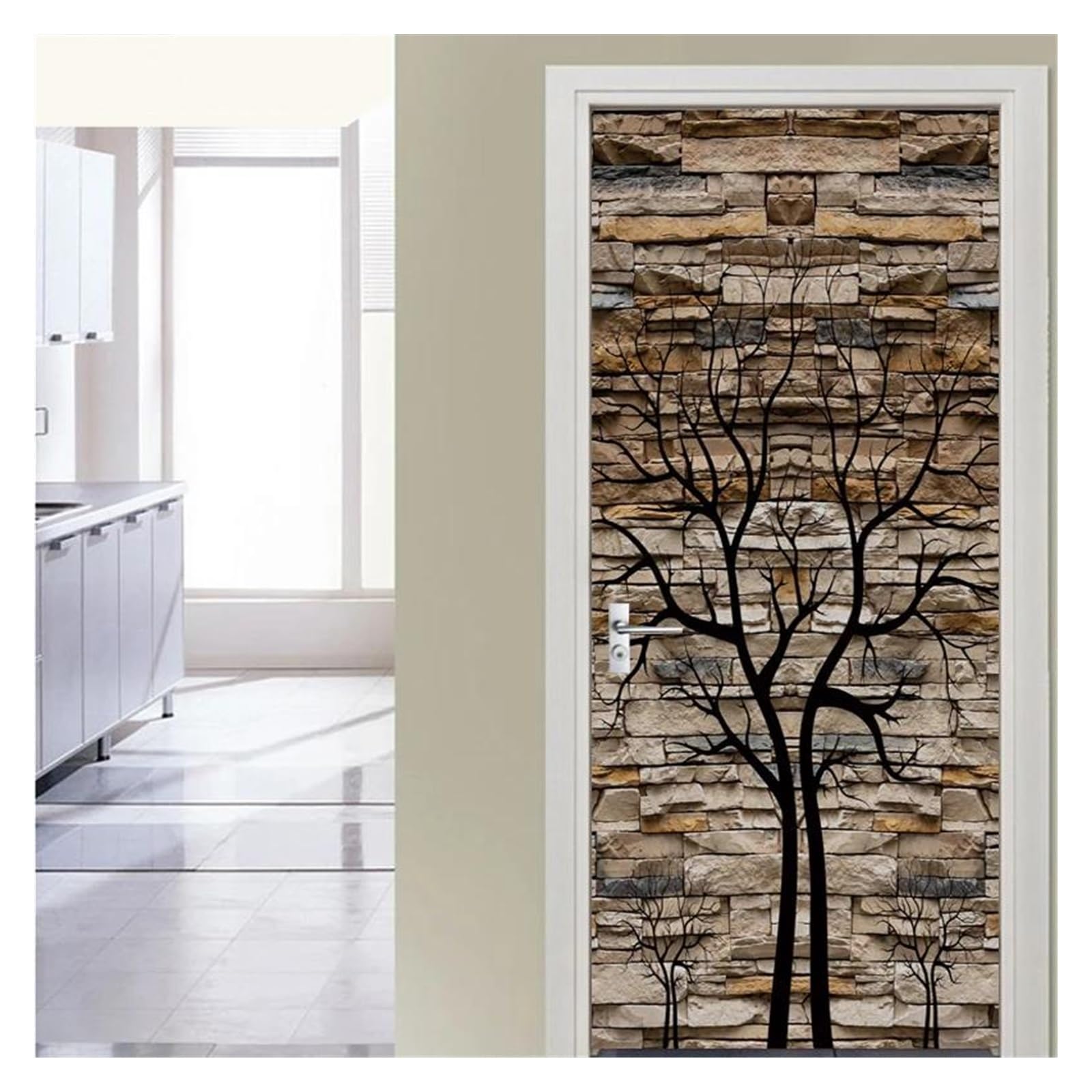 Autocollant mural de porte 3D auto-adhésif pour illuminer l'ambiance du salon
