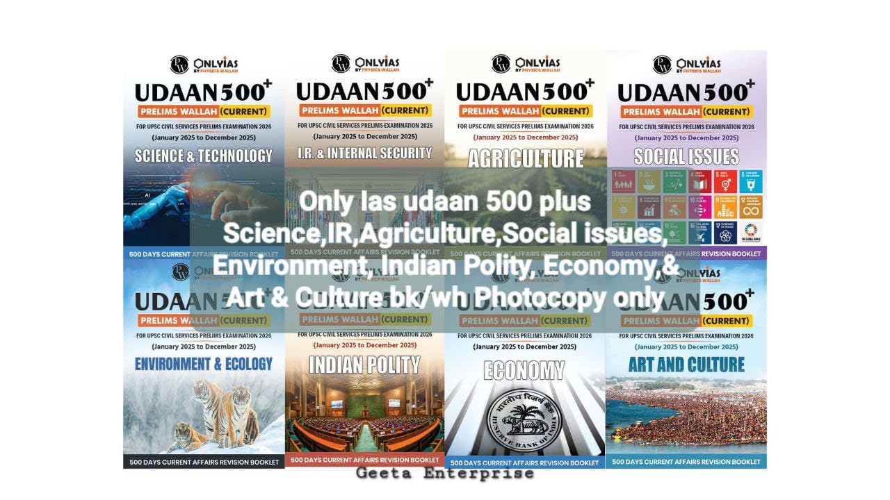 Only IAS UDAAN 500 Plus Current Affairs 2026 for UPSC Prelims 2026 | Set of 8 Booklets | English Medium | Latest | Photocopy B&W