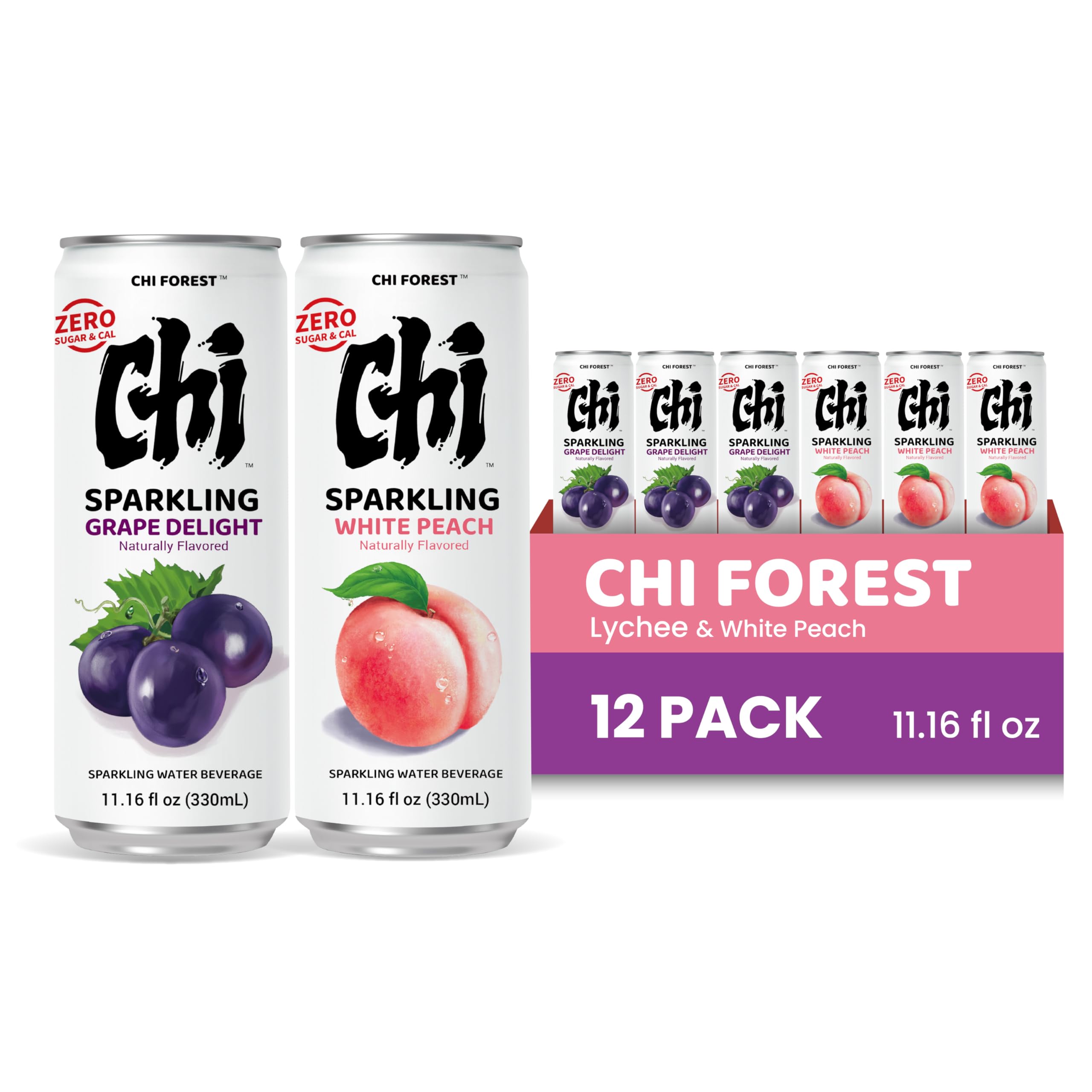 Amazon.com: CHI FOREST Sparkling Water Beverage, Peach & Grape