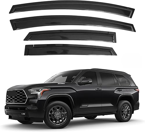 Miniatura 324 de IG - Visera para ventana de automóvil, protector contra la lluvia, el sol y el viento, con cinta adhesiva, deflector extraduradero para ventana