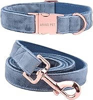 Vista 12 de ARING PET Collar y correa para perro, juego de collar y correa de terciopelo para perro, suave y cómodo, collares ajustables para perros