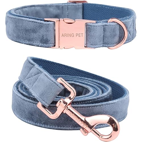 ARING PET Dog Collar and Leash, Velvet Dog Collar and Leash Set, Soft & Comfy, Adjustable Collars for Dogs