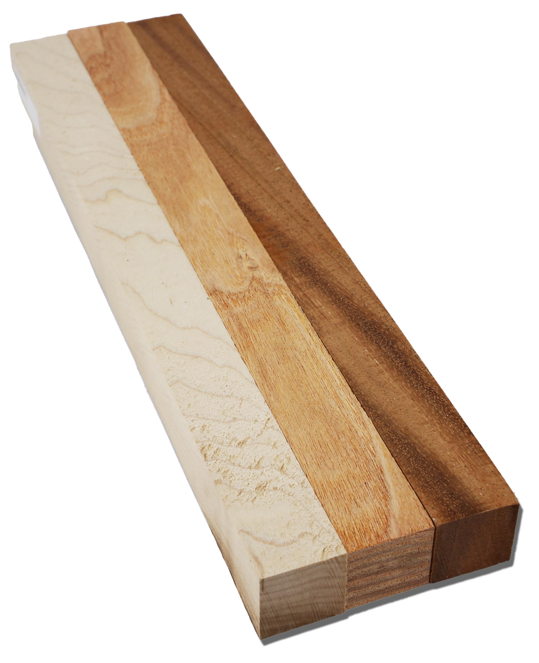 1" x 1" x 12" Wood Rectangle Blocks - Hobby Wood Pack - African Mahogany, Hard Maple, and Honey Locust - Pack of 3!