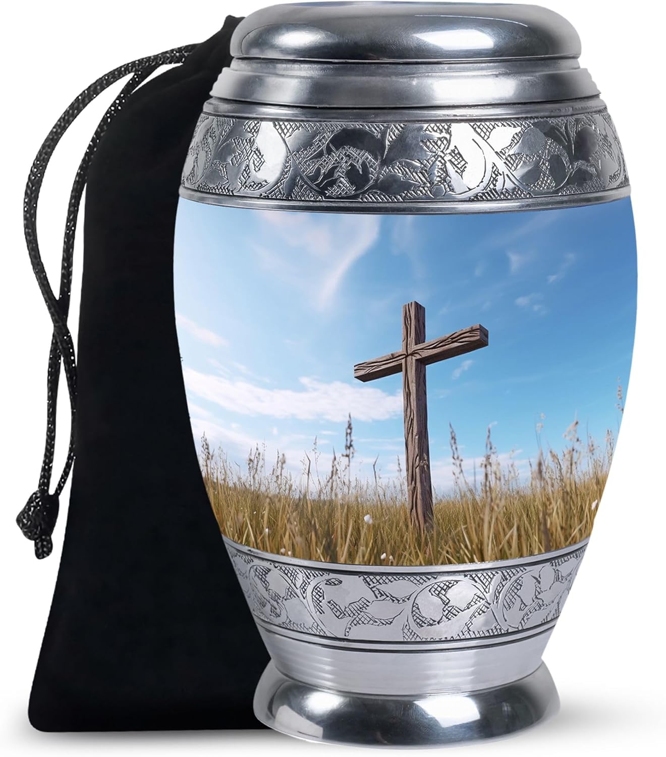 Jesus Christ Large Cremation Urns for Human Ashes Adult Female - Memorial Urn for Human Ashes Adult Male - Funeral Gift for Burial - 10inch & 200 Cubic Inches Capacity Include Velvet Bag