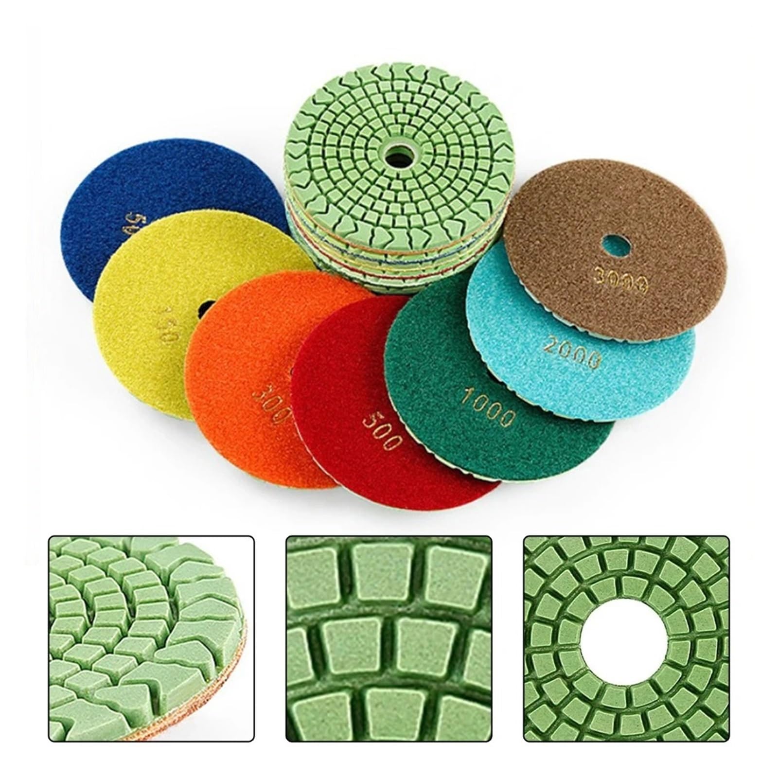 7 sztuk 4"/100mm elastycznych podkładek polerskich na mokro