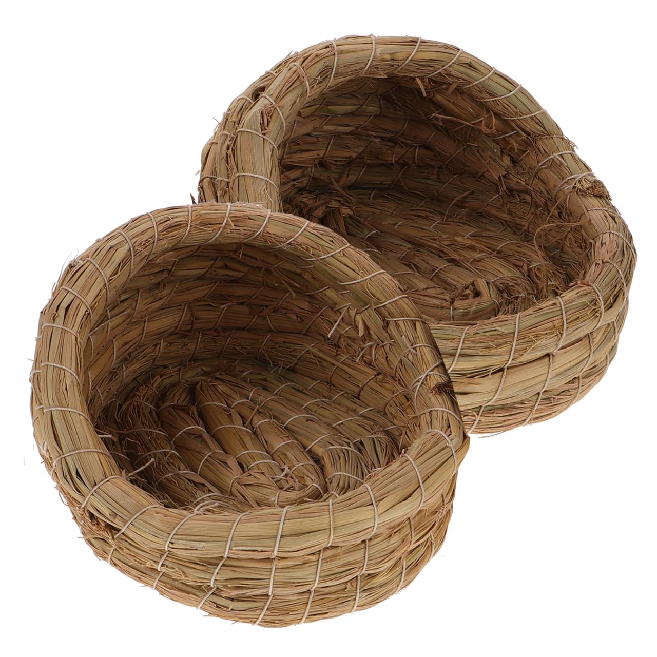 BAZEITFLOW 2Pcs Woven Bird Laying Nest Slipper Style Small Sleeping Hut Cozy Breeding Box for Small Animal with Warm Breathable Natural Bedding