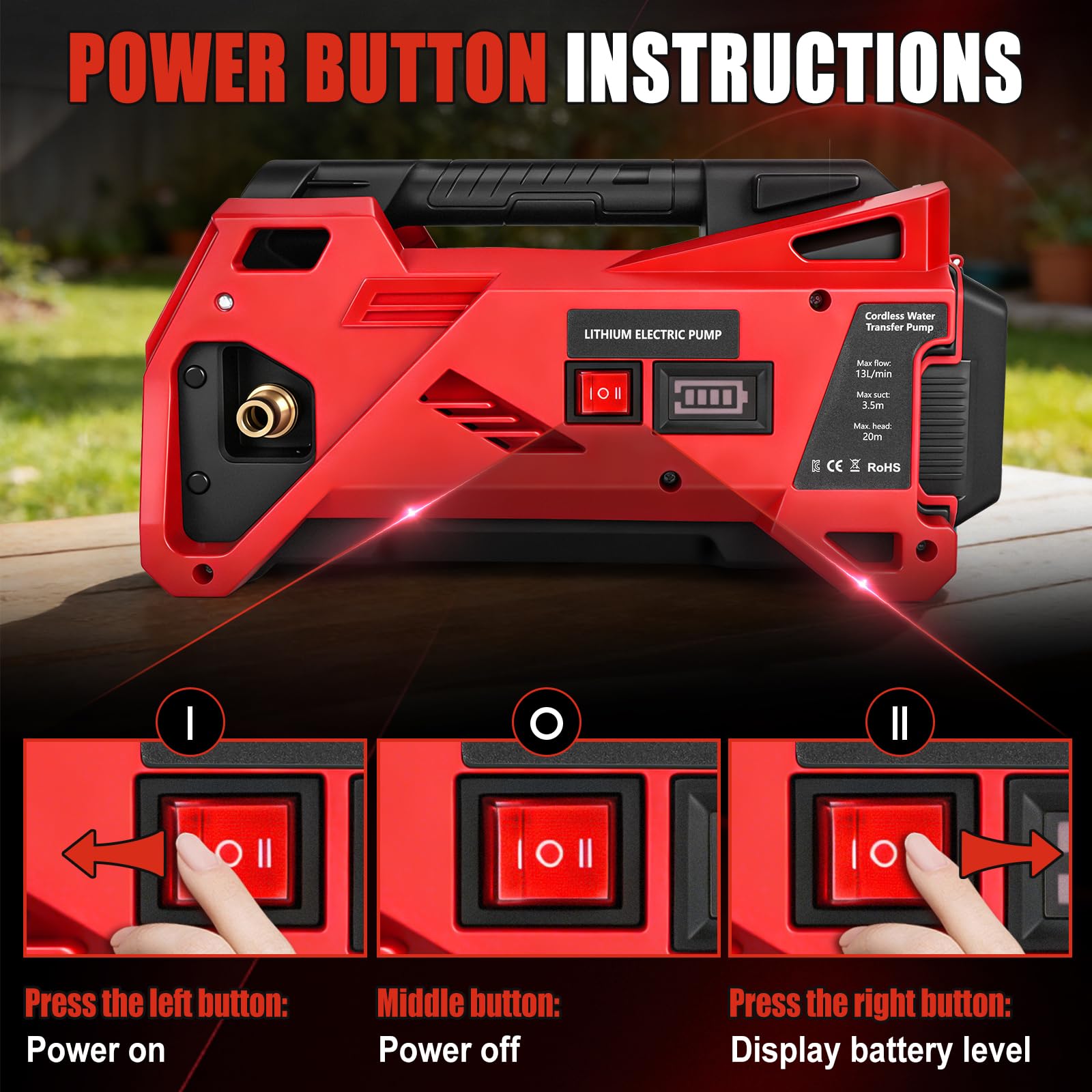 Pompa per acqua compatibile con batteria Milwaukee 18V, Elettropompa autoaspirante portatile senza fili per casa, piscina, camper, giardino, vasca idromassaggio, laghetto, acquario (senza batteria)