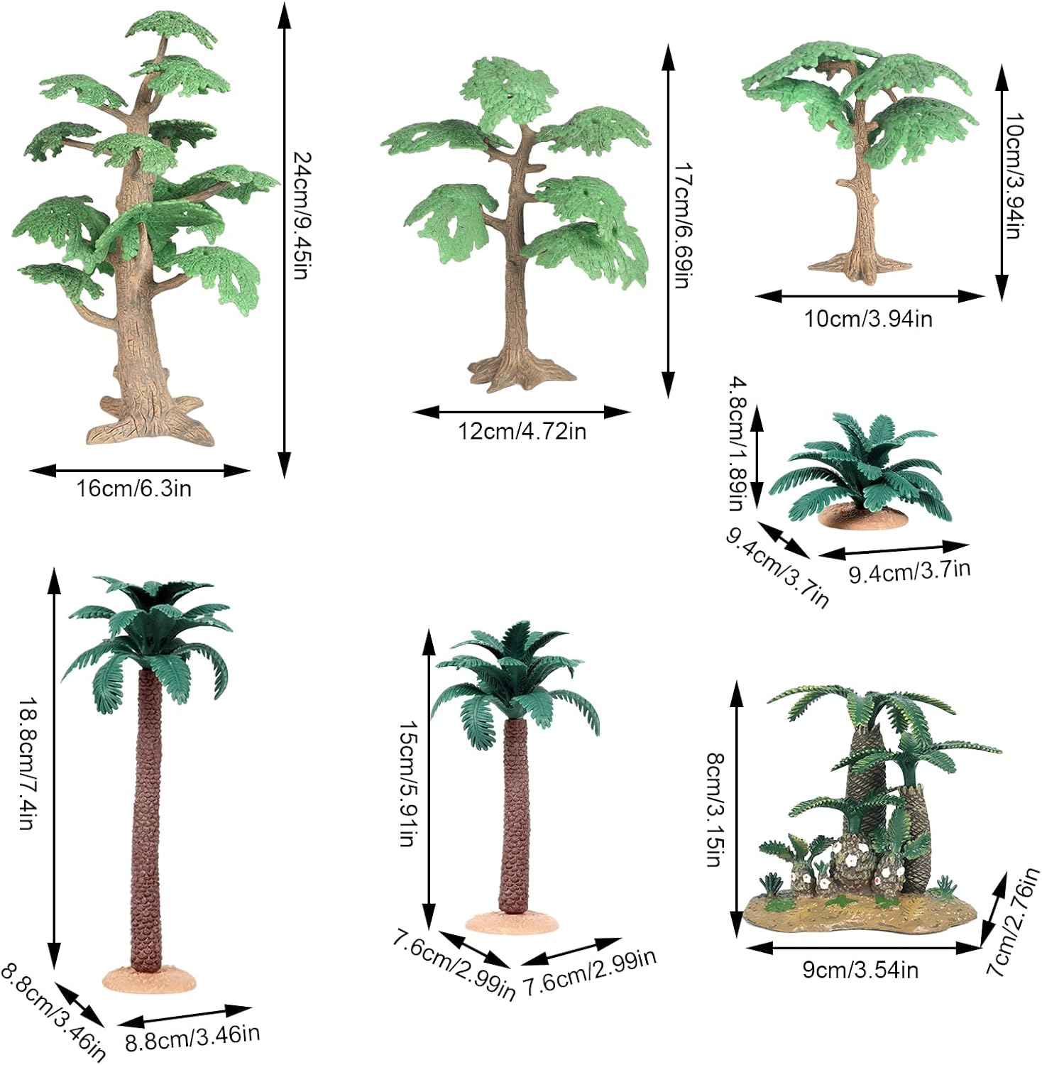 Genérico Miniature Tree Figurines, 7 Pieces Landscape Plant Figurines for Crafts, Fake Tree Model – for Women Men Children Adults and Family