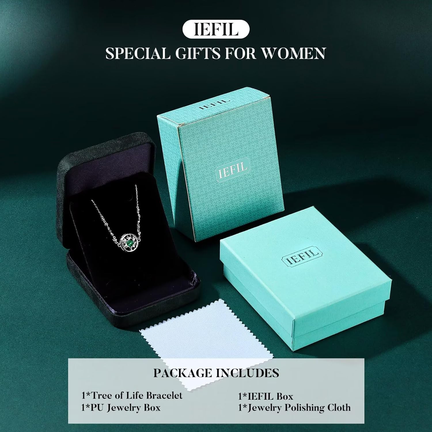 Iefil Birthstone Bracelets for Women - 925 Sterling Silver Tree of Life Bracelet, Anniversary Birthday Gifts for Wife Mom Her