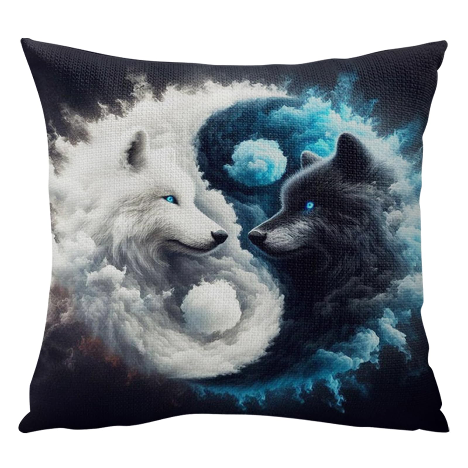 Poetrydraw Tai Chi B Tai Chi Wolf 11Ct 3 Strands Diy Stamped Pillow Covers Cross Stitch Kits For Adults Home Decor 45X45cm (Tai Chi B)