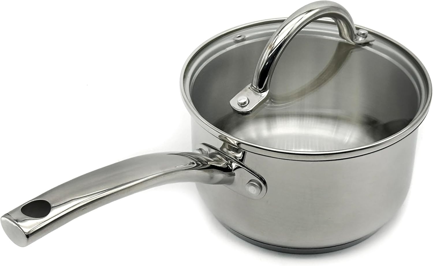 Stainless Steel Saucepan Glass Lid Steel handle Induction Impact Bonded 3.6QT 20cm