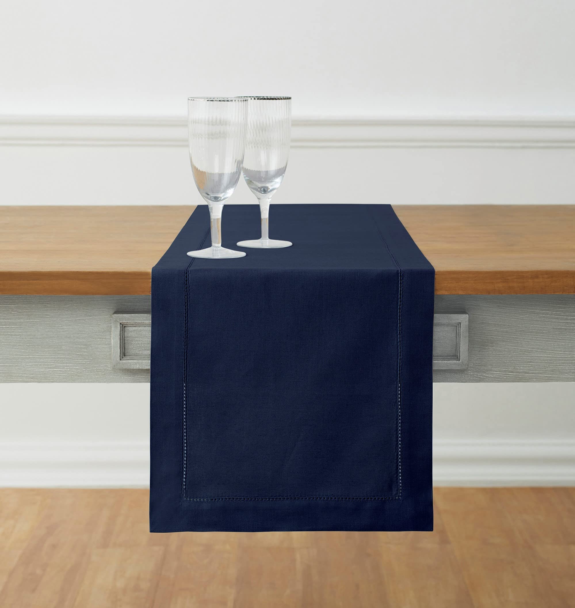 AWARDSEN Navy Blue Table Runner 12x36 Inches - Linen Blend Farmhouse Decor For Dining Table, Kitchen, Weddings