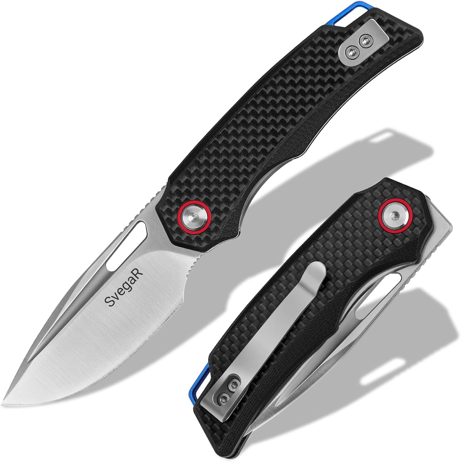 Small Pocket Knife for EDC, 2.72" D2 Steel Blade G10 Handle Folding Pocket Knife for Men Women (Carbon fiber)