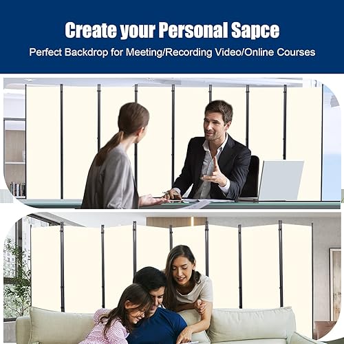 Vista 49 de Divisor de habitación portátil de 6 pies y pantallas de privacidad plegables, divisor de tela de 102 pulgadas de ancho para separación