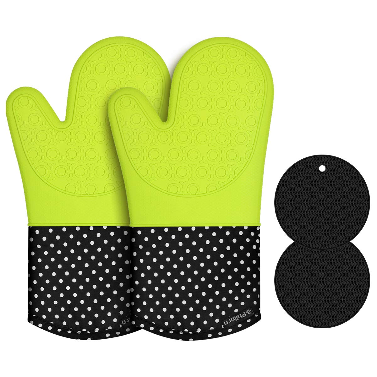 Gants De Cuisine En Silicone Résistants à 230°C - Avec 2 Maniques, Antidérapants, Imperméables, Lavables