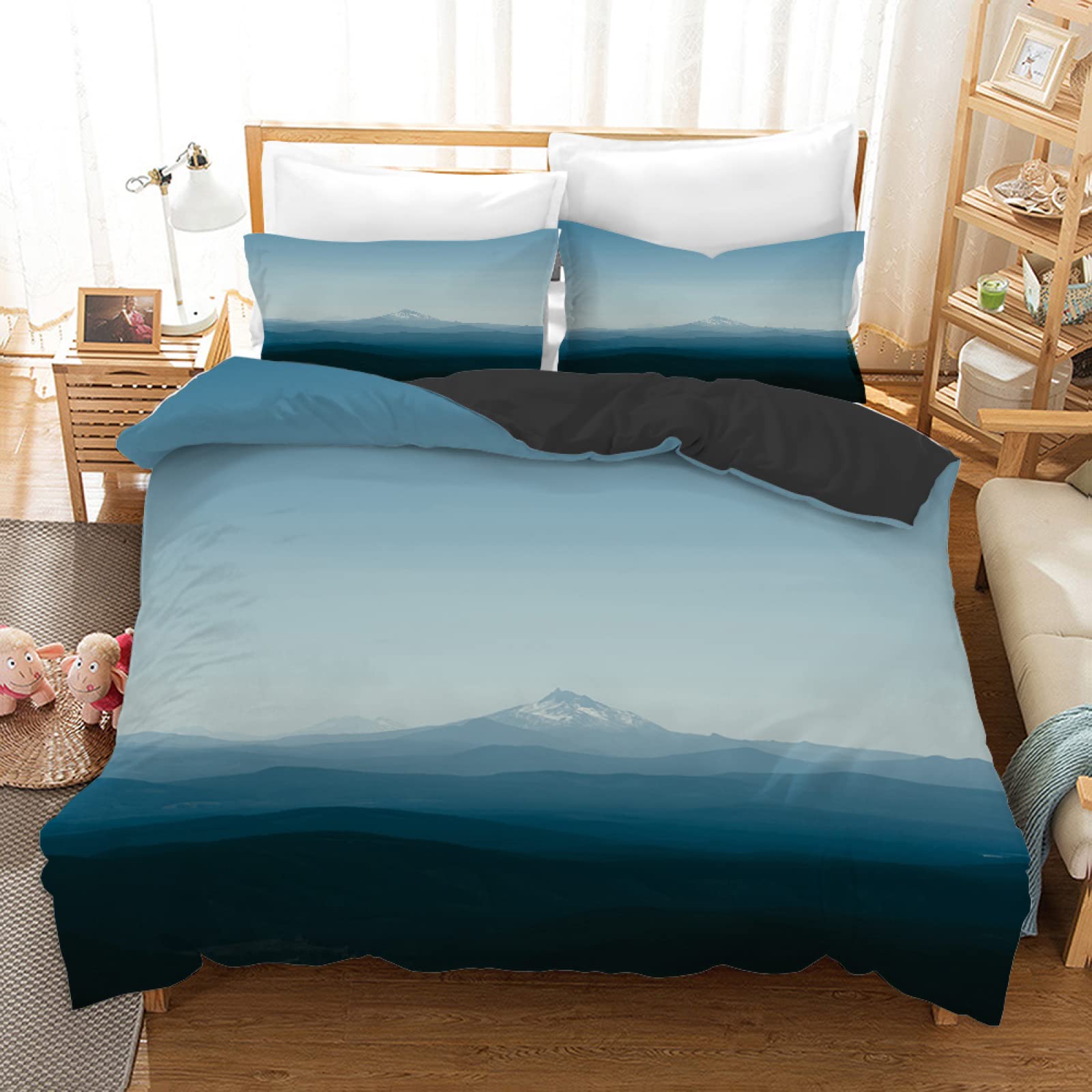Parure de lit 90x190 microfibre 110g/㎡ housse de couette enfant bleu haute densité