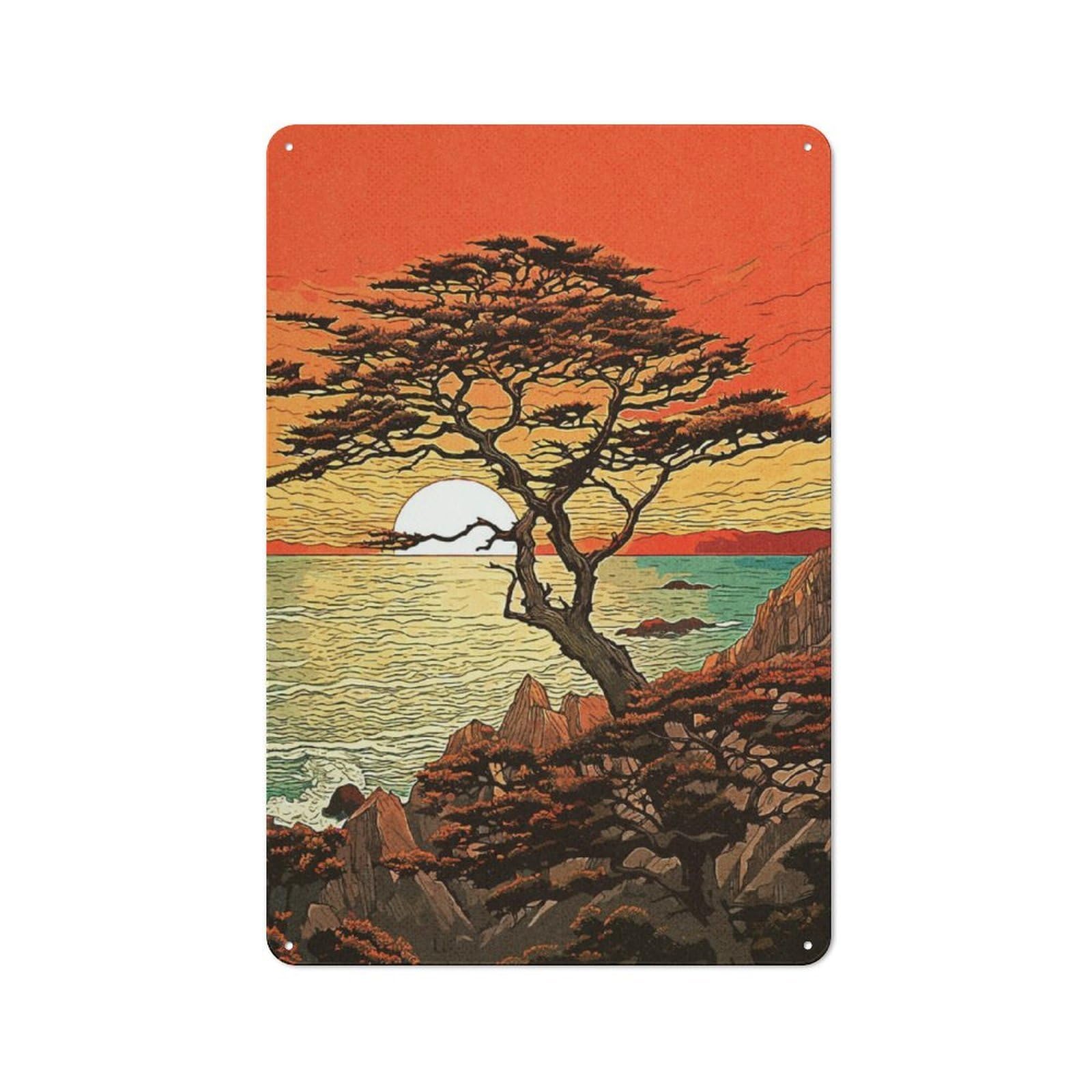 Junmoney Natural Sunsets Vintage Metal Gift Sign 30X20cm, Room Wall Plaque For Hallway, Home Bar, Garage Or Study