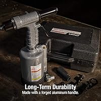 Vista 4 de SUNEX TOOLS SX1819T, pistola de remache resistente, juegos de remaches de 3/16 y ¼ de pulgada, potencia de tracción de 3690 libras, piezas de nariz