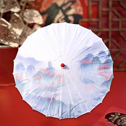 Miniatura 2 de Paraguas de papel de aceite de estilo oriental, paraguas de baile antiguo, impermeable, 33 pulgadas, paraguas de papel aceitado chino para