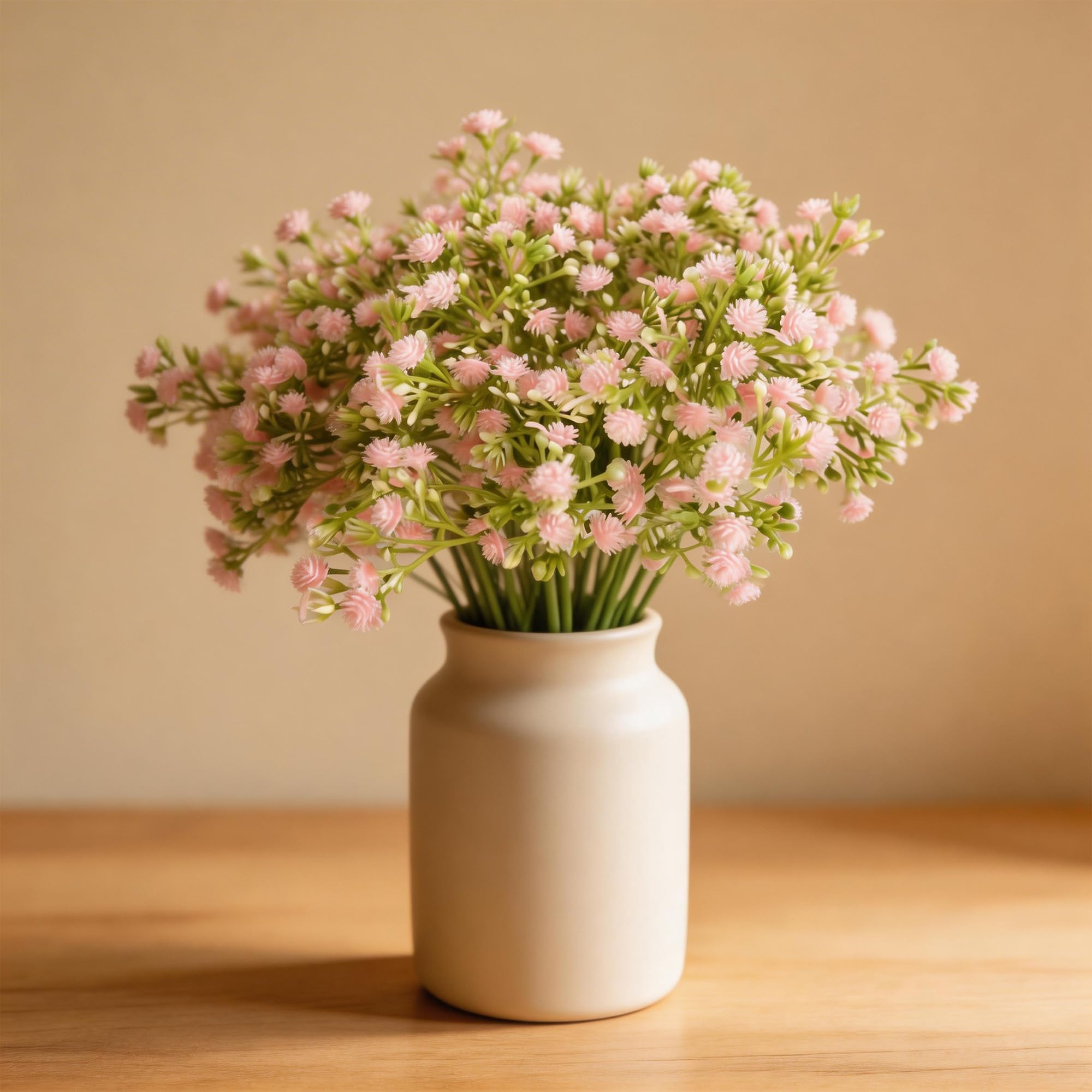 Minwegi Light Pink 7 Stems Pink Gypsophila Artificial Flowers - 35Cm Realistic Fake Flowers For Home Decor, Wedding Centerpieces, Party Decoration, Washable Faux Plastic Flowers (Light Pink)