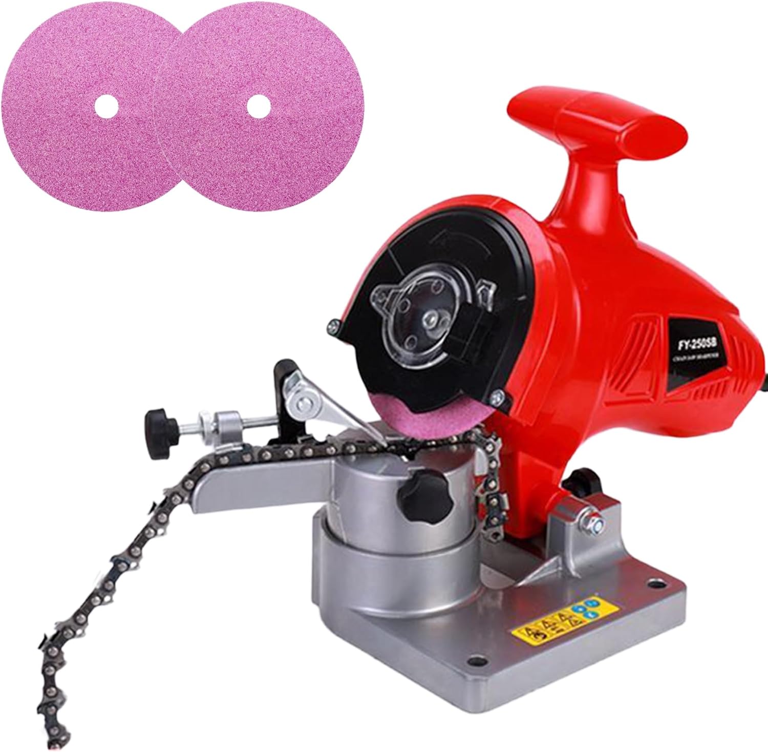 Electric Chainsaw Sharpener, 250W 8400RPM 0-35° Chain Saw Sharpener Tool, 1/4" to 3/8" Pitch Chainsaw Chain Blade Grinder Heavy Duty with 3X Grinding Wheels, Chain Stopper, Bench Mounted