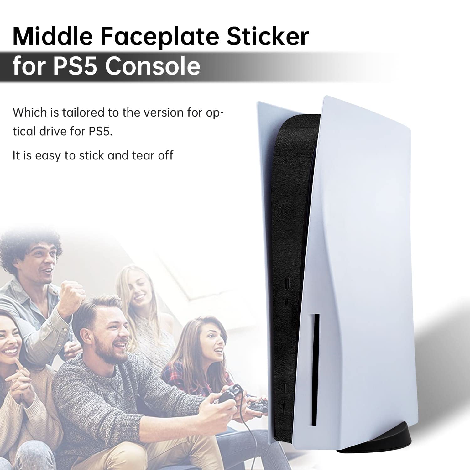 Mcbazel Środkowa skórka naklejka na konsolę PS5 Center Protect Cover kalkomania skórka - matowa czarna, Nie dla PS5 Slim