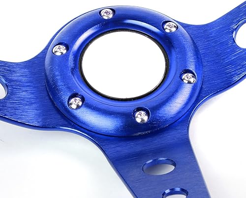 Vista 26 de Auto Dynasty Volante de carreras de cuero de PVC cosido rojo con 6 pernos de 13.780 in