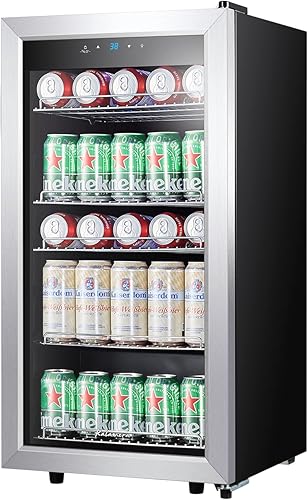 Kalamera Mini refrigerador de bebidas independiente capacidad de 120 latas para refrescos agua cerveza o vino para cocina o bar con luz interior