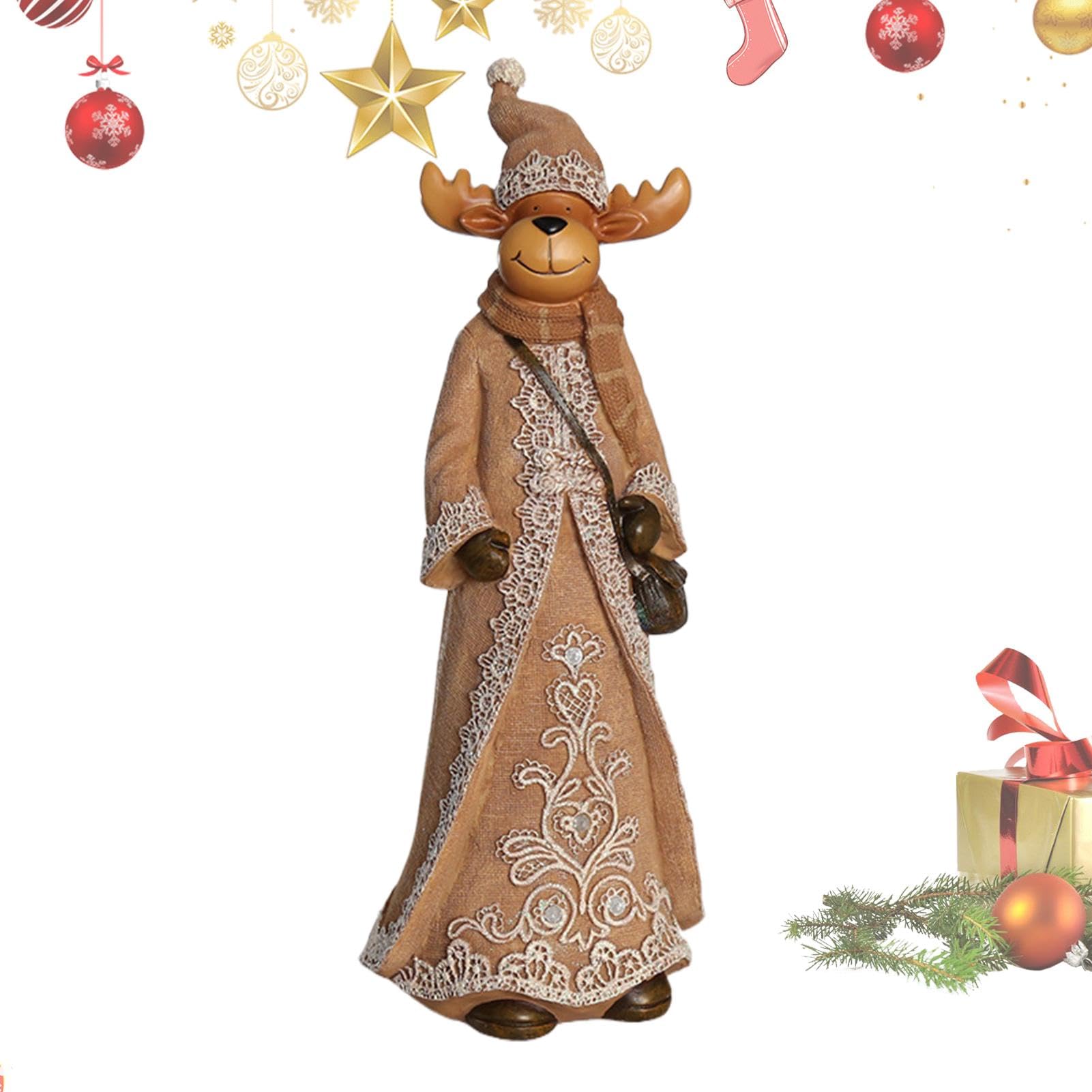 Cadeau de Noël sculpture élan faite main pour décoration de table festive