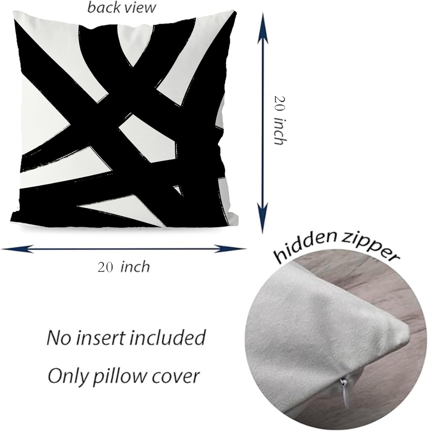 KEUSPI Black and White Modern Abstract Neutral Art Throw Pillow Cover Decor for Home Living Room Abstarct Art Throw Pillow Case 20x20 Set of 4, Black Women Gifts (White)