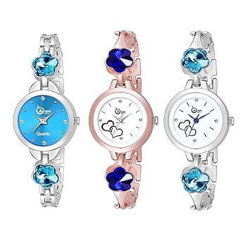 Shunya Analogue Girls Watch (Multicolored Dial Multi Colored Strap) (Pack of 3)