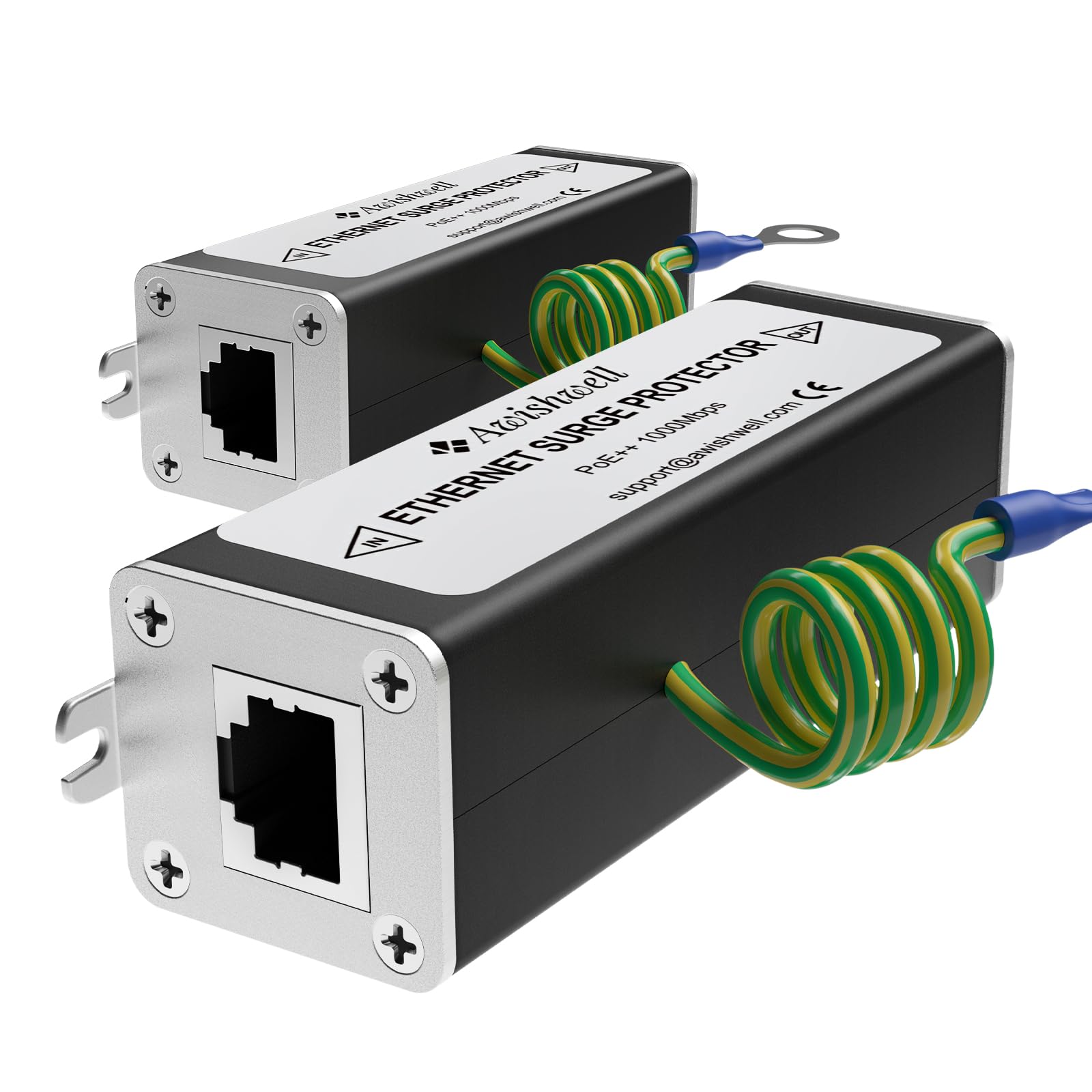 20KA Ethernet Surge Protector Gigabit, 2 Pack PoE++ RJ45 Lightning Arrestor