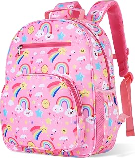 Backpack for Girls Kids, Cute Kids Rainbow Clouds School Backpack Casual Daypack, Waterproof Preschool Kindergarten Elementary Large Capacity Schoolbag for Girls（12L）