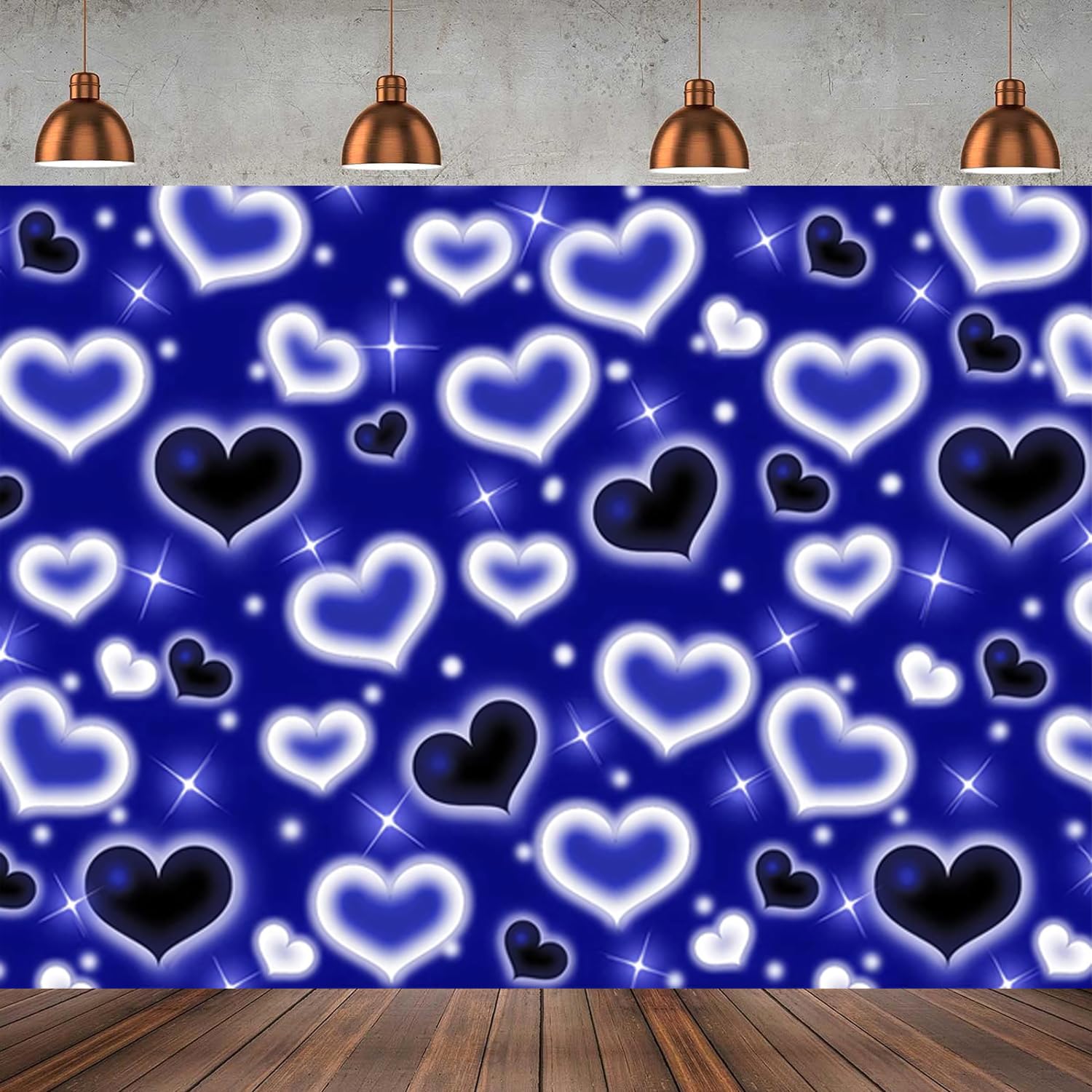 Blue Heart Early 90s Backdrop Blue Heart Old School 90s Valentine's Day Birthday Party Backdrop Graduation Party Photo Backdrop Happy Birthday
