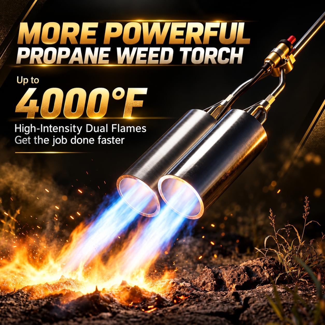 Dual Head Propane Torch Weed Burner Kit, Heavy Duty Blow Torch Flamethrower