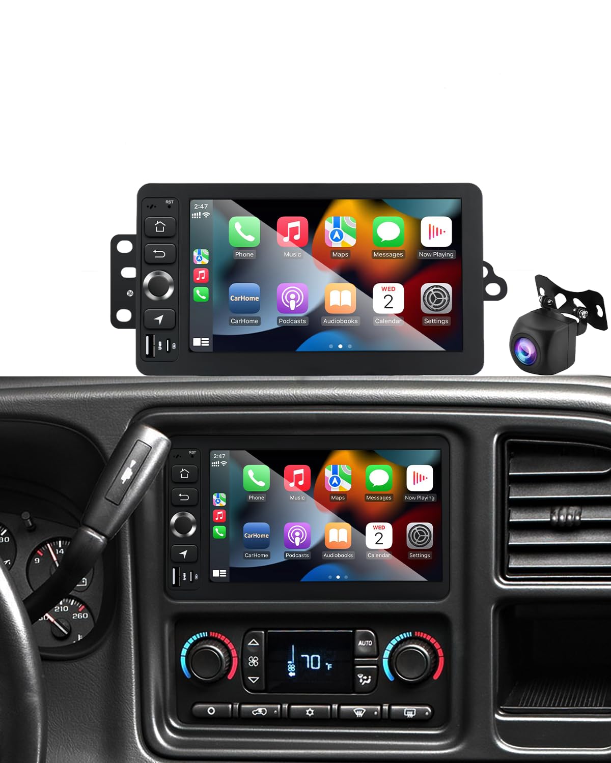 Photo 1 of 2+64GB Radio for Chevrolet Chevy Silverado 2003 2004 2005 2006,Hummer H2 2003-2007,Tahoe GMC Sierra Yukon 2003-2006,7 inch HD Touchscreen Car Stereo with Wireless CarPlay & Android Auto WiFi GPS FM