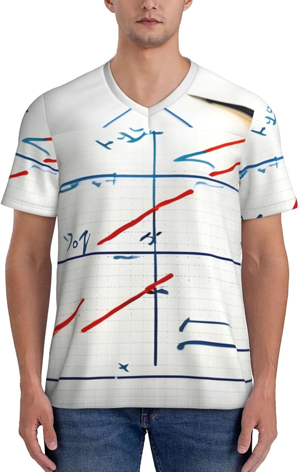 Math Formula Rugby Football Jersey for Men, Comfortable V-Neck Loose Fit Top for Team Sports Athletics