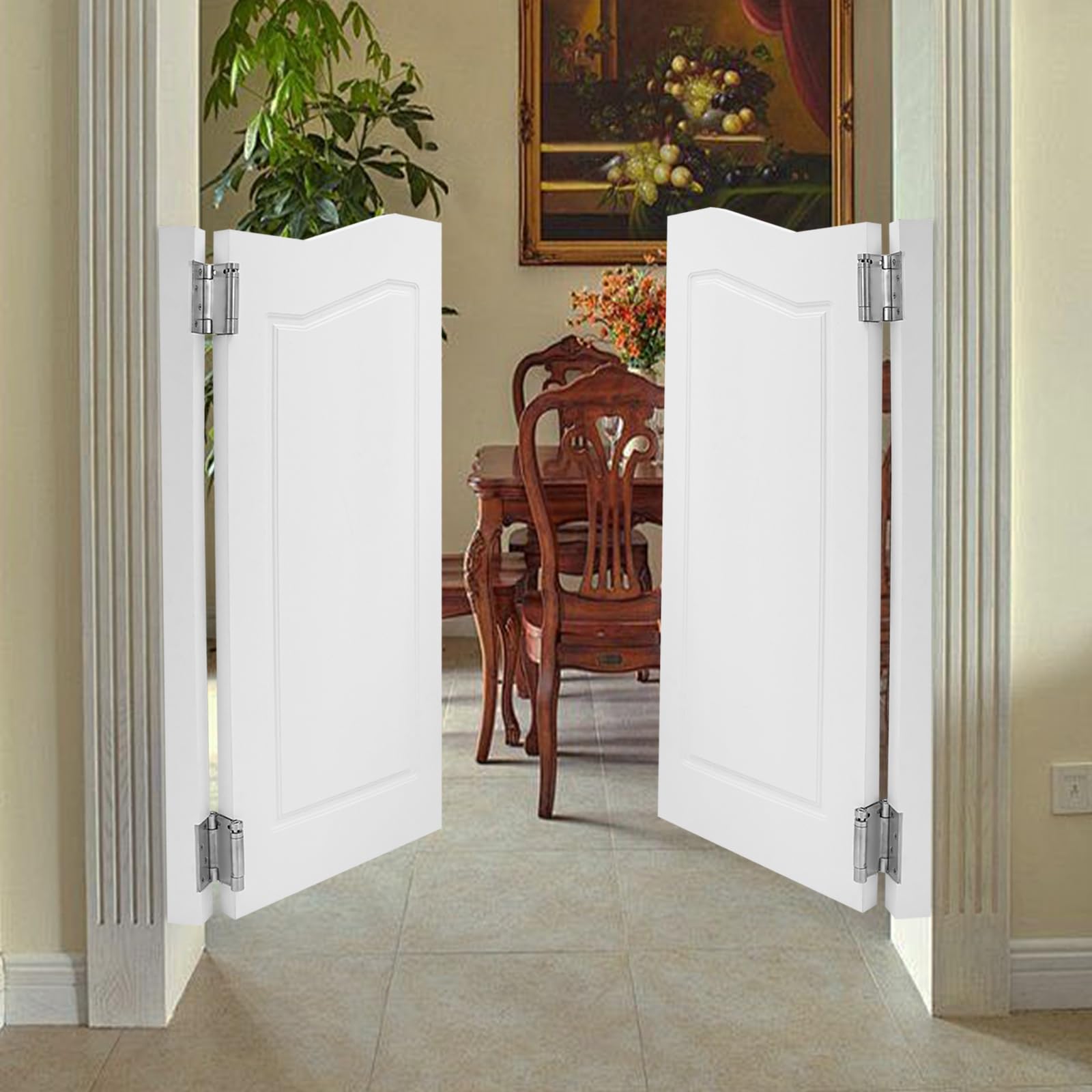 Porta a battente in legno, porta a battente, porta a battente in legno, porta a lamelle interna, 2 ante, 81 x 106,5 cm, spessore porta 3,5 cm, ideale per bar, giardino e salotti, con funzione di