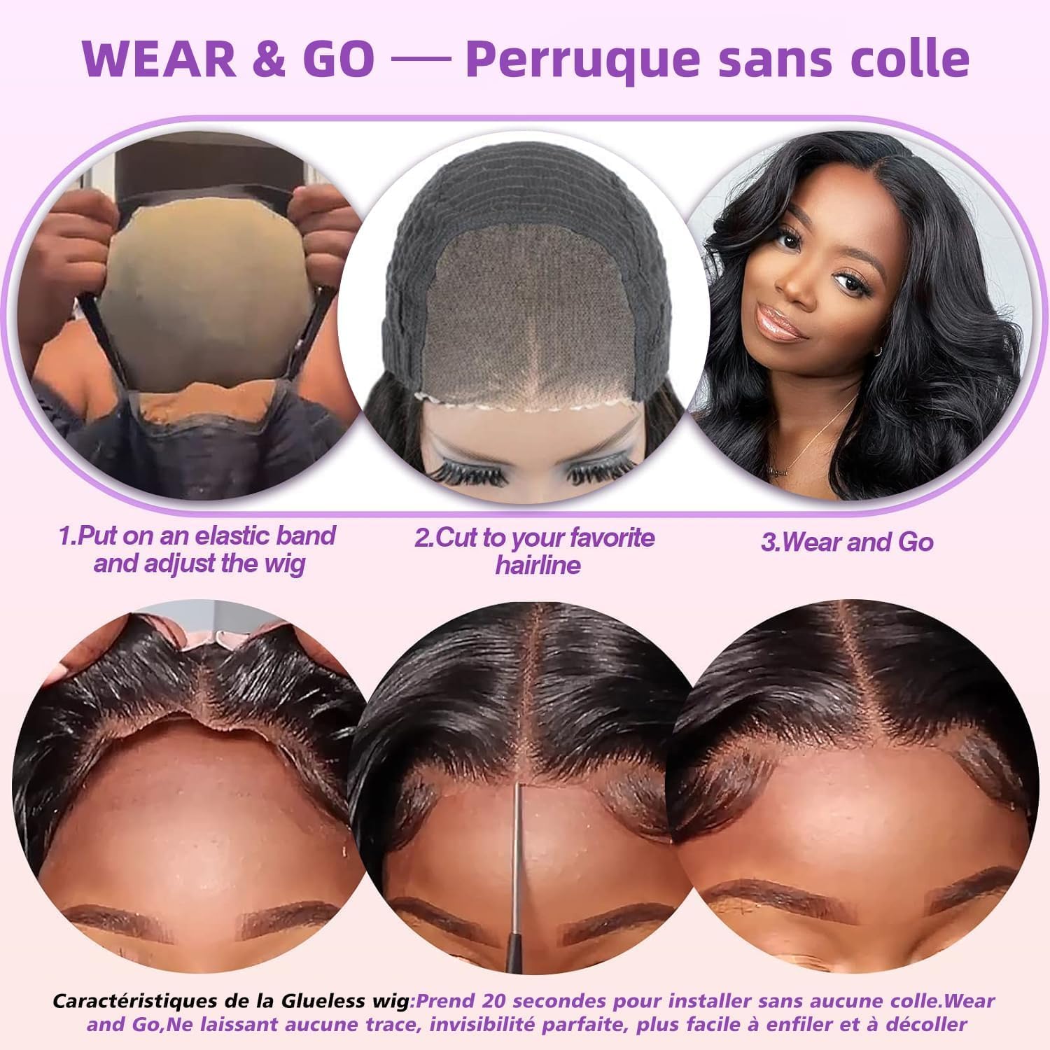 Rebasar Glueless Wigs Human Hair Pre Plucked Pre Cut Body Wave 4X4 Lace Front Wig Human Hair Pelucas de Cabello Humano para Mujeres 150% Density Natural Black 14 Pulgadas