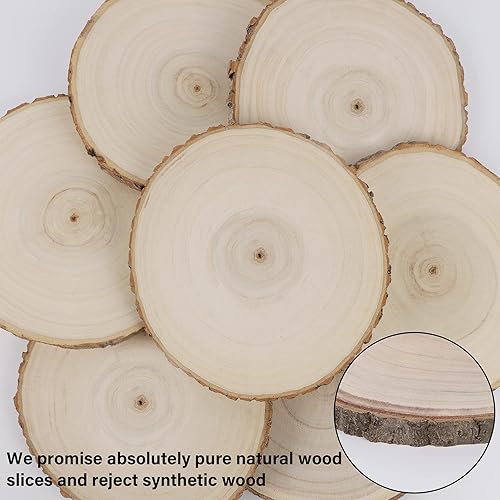 Miniatura 3 de Sancodee 8 piezas de rebanadas de madera sin acabar círculo grande de madera natural de 8 a 9 pulgadas centros de mesa de madera para mesas de boda
