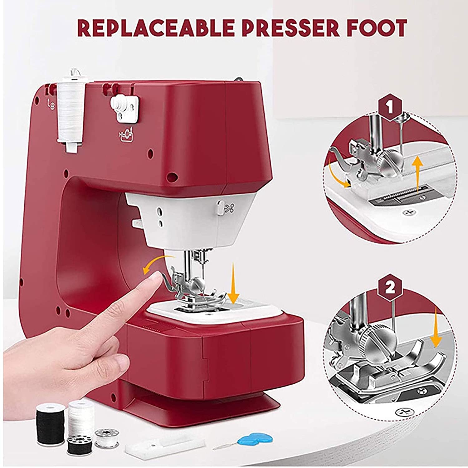 Mini máquina de coser, máquina de coser eléctrica con 12 patrones de puntada, uso doméstico, fácil de operar, ideal para principiantes y proyectos de manualidades, diseño portátil