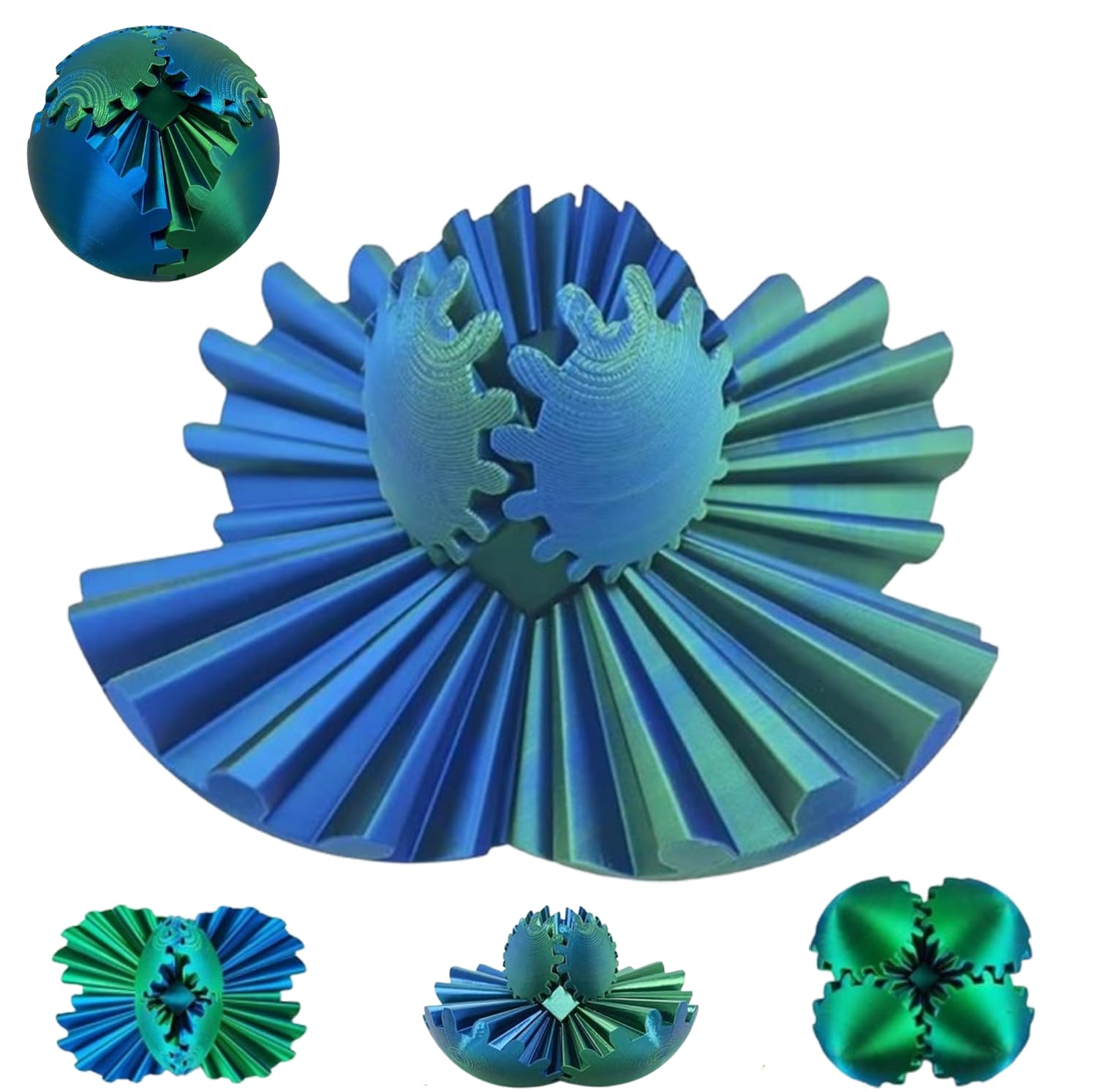3D Printed Rotating Gear Ball, 3D Printed Stress Relief Toy, Stress Balls for Adults and Kids Gear Sphere Fidget Toys
